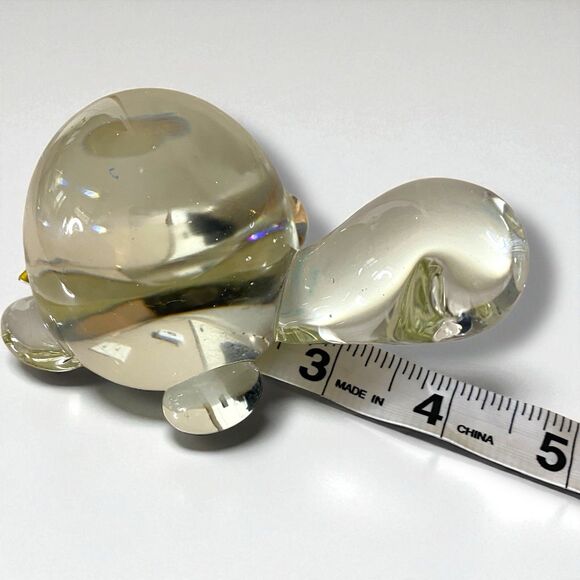 Paperweight clear Glass Turtle Round Figurine Desk Office Decor Whimsical - Picture 2 of 6